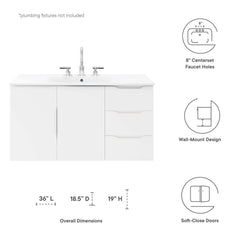 Vitality White 36" Bathroom Vanity - Ornate Home