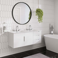 Vitality White 48" Double Sink Bathroom Vanity - Ornate Home