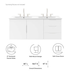 Vitality White 48" Double Sink Bathroom Vanity - Ornate Home