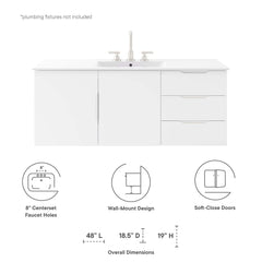 Vitality White 48" Single Sink Bathroom Vanity - Ornate Home