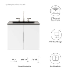 Vitality White/Black 24" Bathroom Vanity - Ornate Home