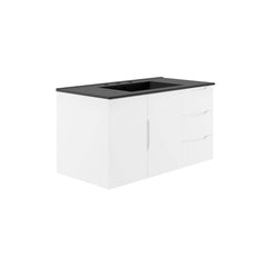 Vitality White/Black 36" Bathroom Vanity - Ornate Home