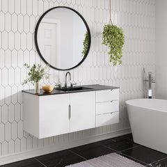 Vitality White/Black 48" Single Sink Bathroom Vanity - Ornate Home