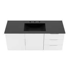 Vitality White/Black 48" Single Sink Bathroom Vanity - Ornate Home