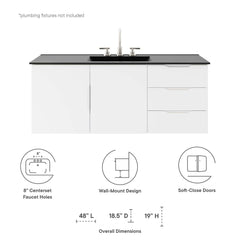 Vitality White/Black 48" Single Sink Bathroom Vanity - Ornate Home