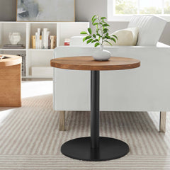 Viva Black/Light Oak Round Acacia Wood Side Table - Ornate Home