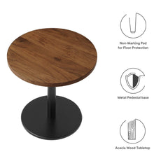 Viva Black/Light Oak Round Acacia Wood Side Table - Ornate Home