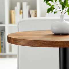 Viva Black/Light Oak Round Acacia Wood Side Table - Ornate Home