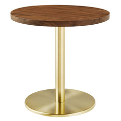 Viva Brass/Light Oak Round Acacia Wood Side Table - Ornate Home