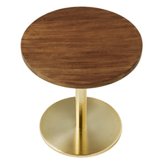 Viva Brass/Light Oak Round Acacia Wood Side Table - Ornate Home