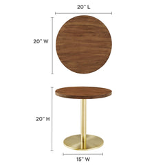 Viva Brass/Light Oak Round Acacia Wood Side Table - Ornate Home