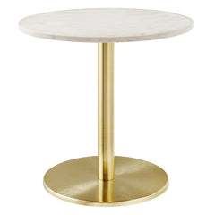 Viva Brass/White Round White Marble Side Table - Ornate Home
