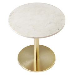 Viva Brass/White Round White Marble Side Table - Ornate Home
