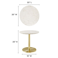 Viva Brass/White Round White Marble Side Table - Ornate Home