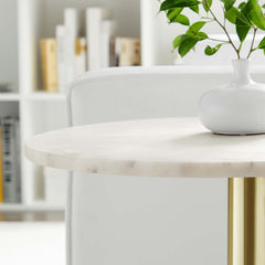 Viva Brass/White Round White Marble Side Table - Ornate Home