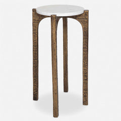 Vivi Brass/White Marble Drink Table - Ornate Home