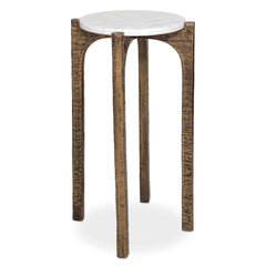 Vivi Brass/White Marble Drink Table - Ornate Home