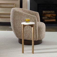 Vivi Brass/White Marble Drink Table - Ornate Home