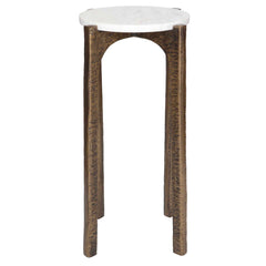 Vivi Brass/White Marble Drink Table - Ornate Home
