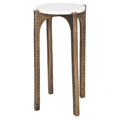 Vivi Brass/White Marble Drink Table - Ornate Home