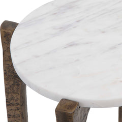 Vivi Brass/White Marble Drink Table - Ornate Home