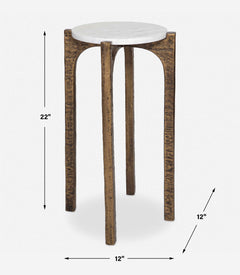 Vivi Brass/White Marble Drink Table - Ornate Home