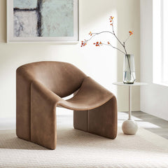 Vivi Brown Vegan Leather Accent Chair - Ornate Home