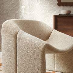Vivi Linen Looped Textural Fabric Curved Arm Accent Chair - Ornate Home