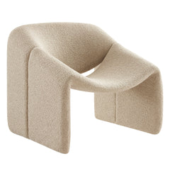 Vivi Linen Looped Textural Fabric Curved Arm Accent Chair - Ornate Home