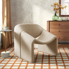 Vivi Linen Looped Textural Fabric Curved Arm Accent Chair - Ornate Home
