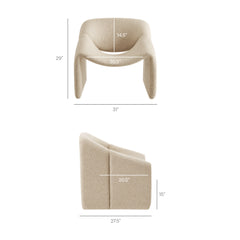 Vivi Linen Looped Textural Fabric Curved Arm Accent Chair - Ornate Home