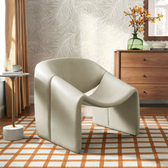 Vivi Mineral Vegan Leather Curved Arm Accent Chair - Ornate Home