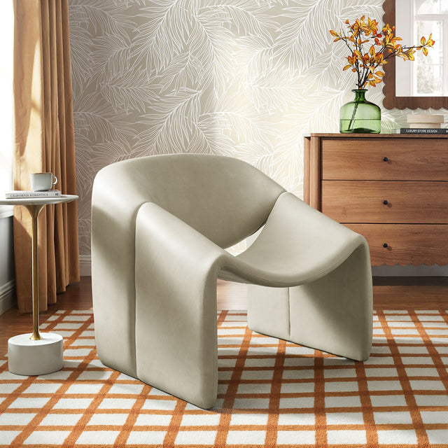 Vivi Mineral Vegan Leather Curved Arm Accent Chair - Ornate Home