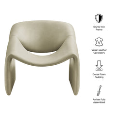 Vivi Mineral Vegan Leather Curved Arm Accent Chair - Ornate Home