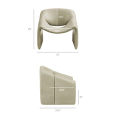 Vivi Mineral Vegan Leather Curved Arm Accent Chair - Ornate Home