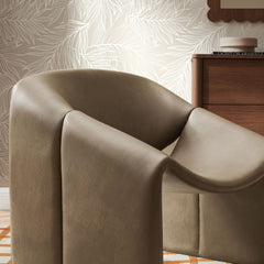 Vivi Mushroom Vegan Leather Curved Arm Accent Chair - Ornate Home