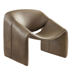 Vivi Mushroom Vegan Leather Curved Arm Accent Chair - Ornate Home