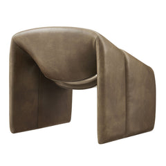 Vivi Mushroom Vegan Leather Curved Arm Accent Chair - Ornate Home