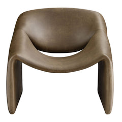 Vivi Mushroom Vegan Leather Curved Arm Accent Chair - Ornate Home