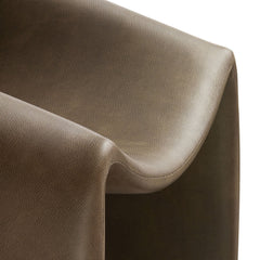Vivi Mushroom Vegan Leather Curved Arm Accent Chair - Ornate Home