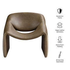 Vivi Mushroom Vegan Leather Curved Arm Accent Chair - Ornate Home