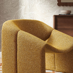 Vivi Mustard Looped Textural Fabric Curved Arm Accent Chair - Ornate Home