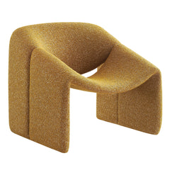 Vivi Mustard Looped Textural Fabric Curved Arm Accent Chair - Ornate Home