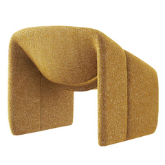 Vivi Mustard Looped Textural Fabric Curved Arm Accent Chair - Ornate Home