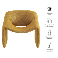 Vivi Mustard Looped Textural Fabric Curved Arm Accent Chair - Ornate Home