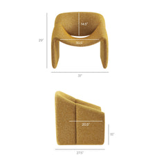 Vivi Mustard Looped Textural Fabric Curved Arm Accent Chair - Ornate Home