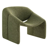 Vivi Olive Looped Textural Fabric Curved Arm Accent Chair - Ornate Home