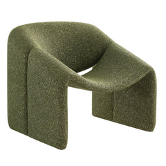 Vivi Olive Looped Textural Fabric Curved Arm Accent Chair - Ornate Home