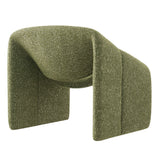 Vivi Olive Looped Textural Fabric Curved Arm Accent Chair - Ornate Home