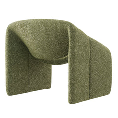 Vivi Olive Looped Textural Fabric Curved Arm Accent Chair - Ornate Home